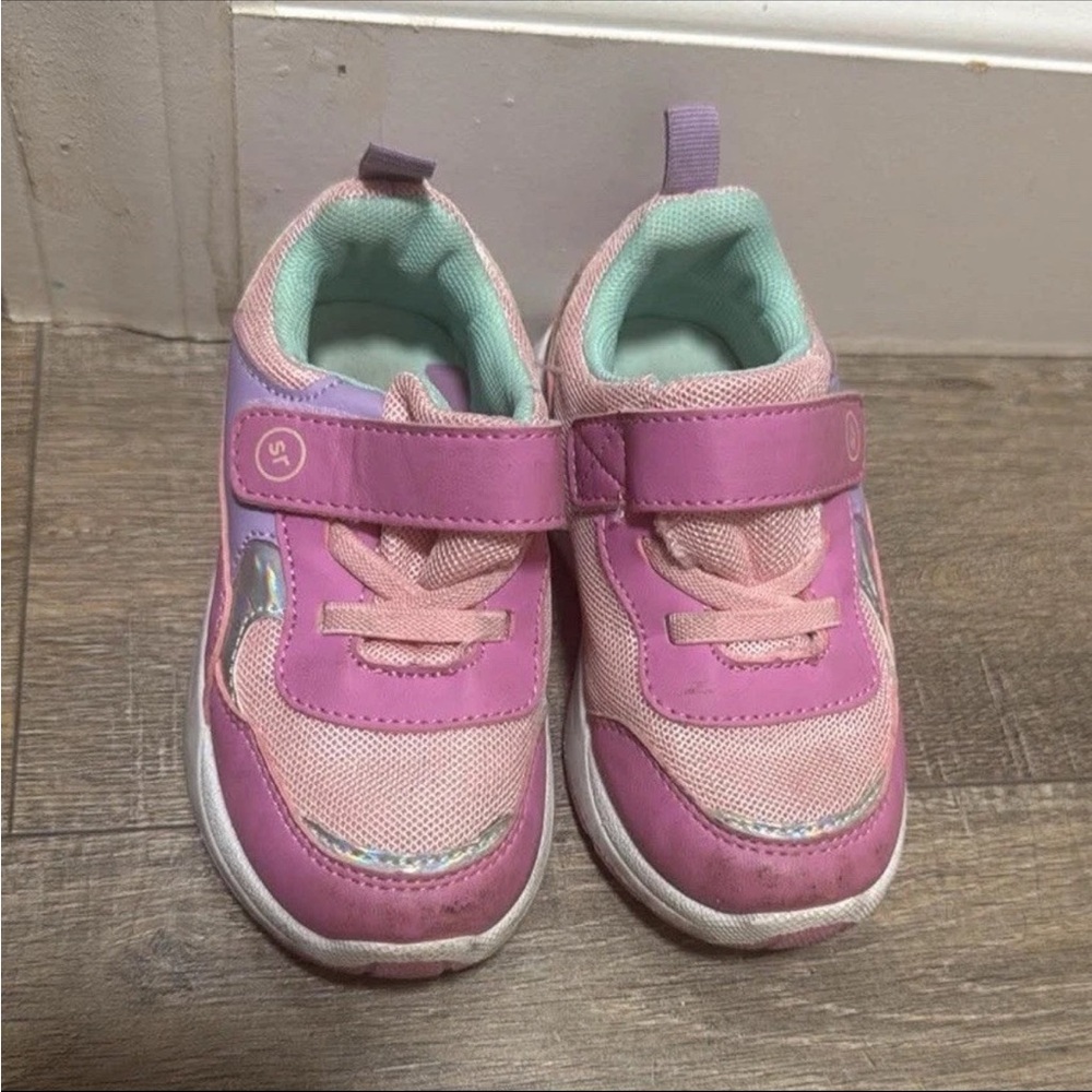 Stride Rite Pink and Mint Kids' Velcro Sneakers